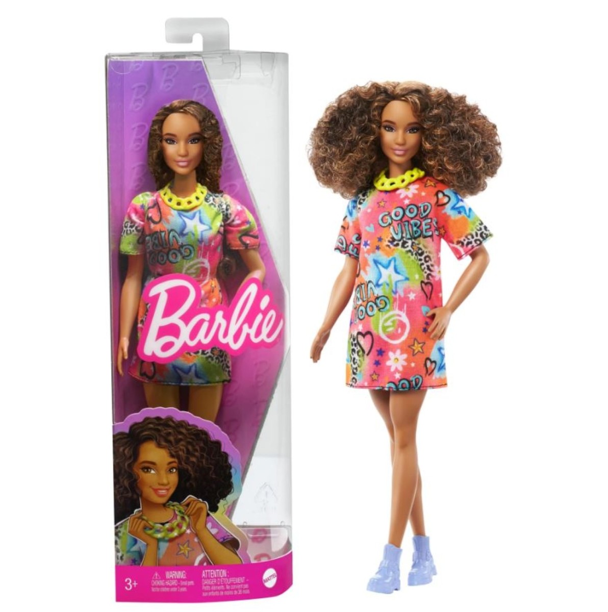 Barbie Fashionistas Doll 201 Brunette With Grafitti Dress FBR37