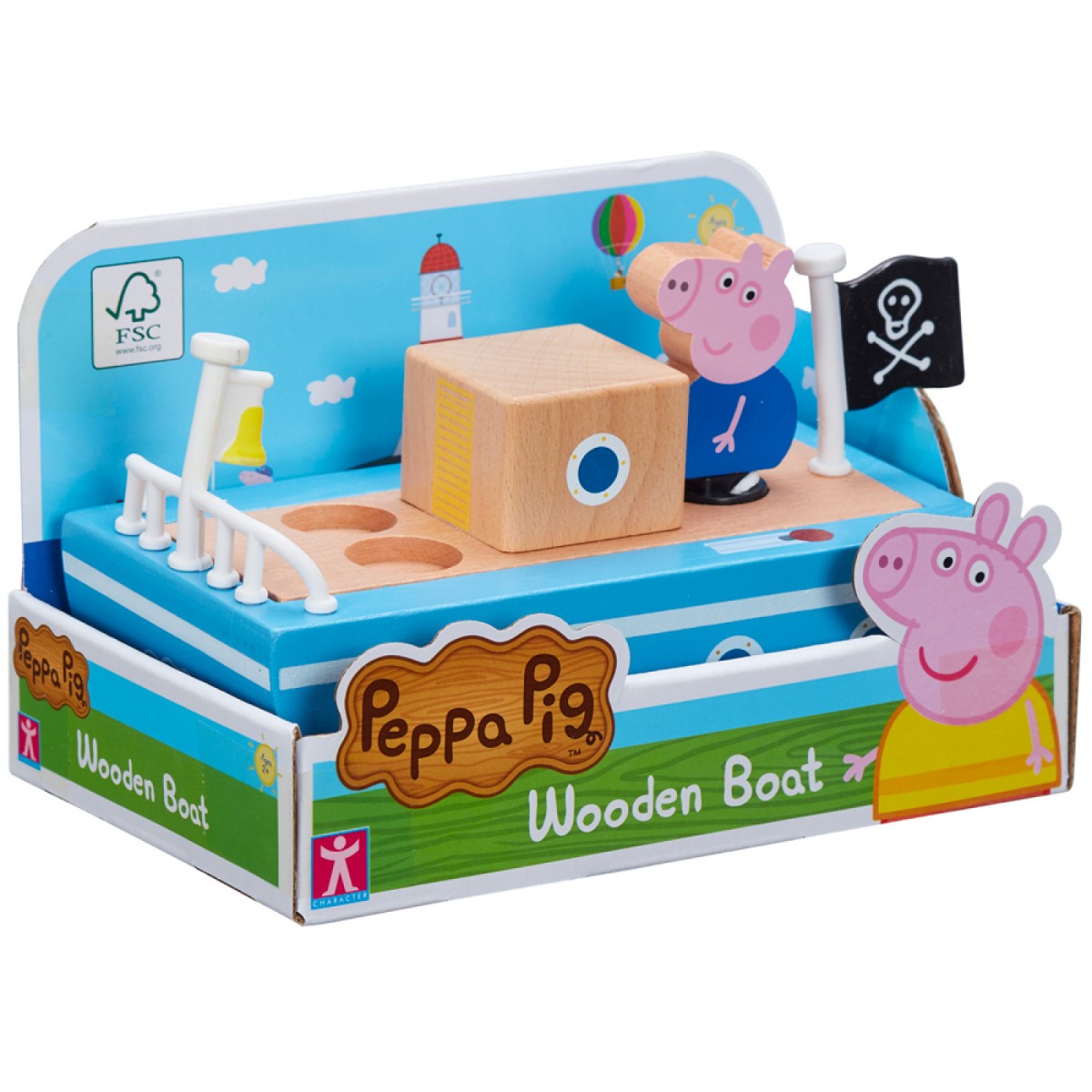 peppa pig wooden boat - argosy toys