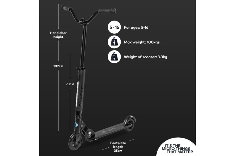 Micro Scooter Deluxe Sprite - Black SA0200 - ArgosyToys.co.uk