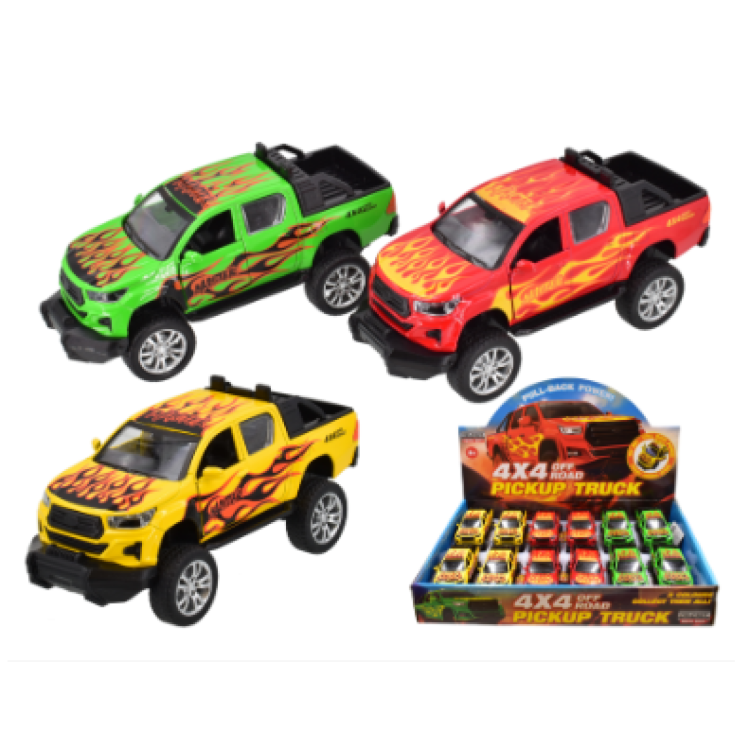 KTL Die Cast Pull Back 4x4 Off Road Pickup Truck Assorted Colours One Supplied TY0790