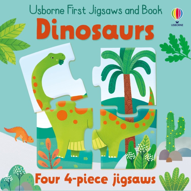 Usborne First Jigsaws and Book Dinosaurs Four 4-piece jigsaws